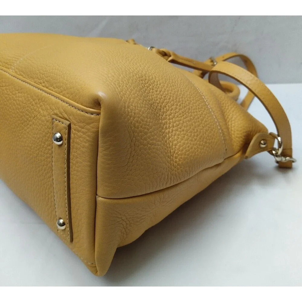 Dooney & Bourke Dillen Yellow Pebbled Leather Double Pocket Satchel Shoulder Bag